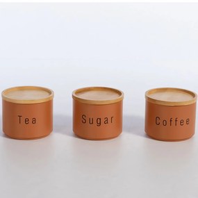 Δοχεία Αποθήκευσης Coffee-Tea-Sugar (Σετ 3τμχ) 12x12x8,8 Terra Nef-Nef Homeware Μέταλλο