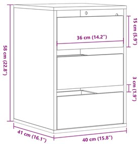 Συρταριέρα Γωνιακή Αρτισιανή Δρυς 40x41x58 εκ. Επεξεργ. Ξύλο - Καφέ