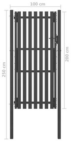 Πόρτα Περίφραξης Κήπου Ανθρακί 1 x 2,5 μ. Ατσάλινη - Ανθρακί