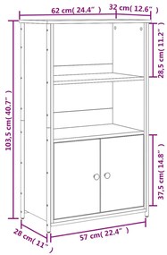 Ντουλάπι Γκρι Sonoma 62 x 32 x 103,5 εκ. από Επεξεργασμένο Ξύλο - Γκρι