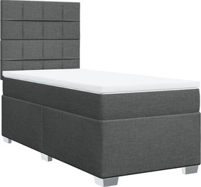 vidaXL Κρεβάτι Boxspring με Στρώμα Σκούρο Γκρι 90x190 εκ. Υφασμάτινο