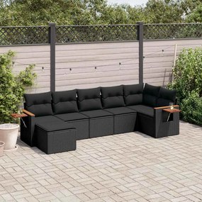 vidaXL Patio Sofa Set 7-θέσια Black