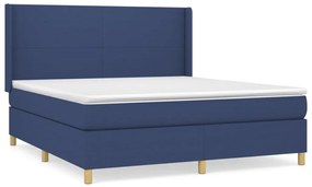 vidaXL Κρεβάτι Boxspring με Στρώμα Μπλε 180x200 εκ. Υφασμάτινο