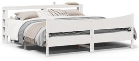 vidaXL Πλαίσιο Κρεβατιού με Κεφαλάρι Λευκό 200x200 εκ. από Μασίφ Πεύκο