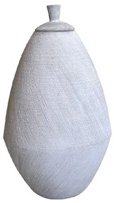 Διακοσμητικό Δοχείο Με Καπάκι Πορσελάνης Λευκό-Γκρι ESPIEL 19,5x31εκ. NFU407