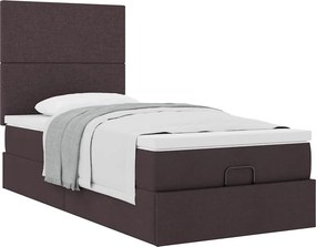 vidaXL Οθωμανικό κρεβάτι με στρώμα σκούρο καφέ 90x200cm ύφασμα
