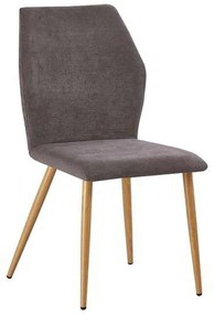 Καρέκλα Μεταλλική LETO Βαφή Φυσικό/Ύφασμα Grey Brown 49x59x90cm (Σετ 4 ΤΕΜ)