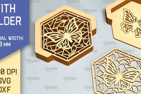 Σετ των 2 Intra απο ξύλο plywood 3mm-4mm πάχος - Σουβέρ με θήκη Laser Cut Δίασταση 30x20 cm INTRAFABR-90522728