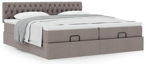 vidaXL Οθωμανικό κρεβάτι με στρώματα Taupe 200x200cm ύφασμα