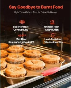 VEVOR Baking Pan Set 10-Piece Nonstick Carbon Steel Set with Silicone Handles