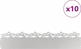 vidaXL Περιγράμματα γκαζόν 10 pcs Ασημί 103 x 0,05 x 22 εκ
