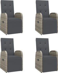 vidaXL Σετ Τραπεζαρίας Κήπου 5 τεμ. Γκρι Συνθ. Ρατάν με Μαξιλάρια