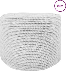 vidaXL Κωτόσχοινo 8 mm 25 m Λευκό 100% Βαμβάκι