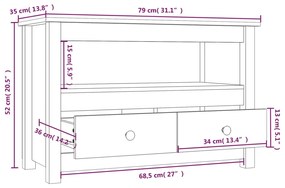 ΈΠΙΠΛΟ ΤΗΛΕΟΡΑΣΗΣ ΜΑΥΡΟ 79X35X52 ΕΚ. ΑΠΟ ΜΑΣΙΦ ΞΥΛΟ ΠΕΥΚΟΥ 821501