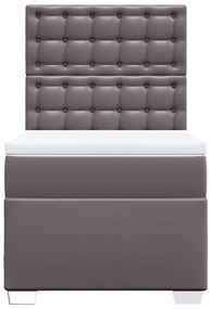 vidaXL Κρεβάτι Boxspring με Στρώμα Γκρι 80 x 200 εκ. Συνθετικό Δέρμα
