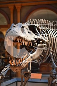 Intra Συλλεκτικό Ξύλινο Παζλ Plywood  4mm - Έκθεση T-Rex Skeleton Σε Ξύλινο Κουτί - Διαστάσεις Puzzle: 10x10 cm – 25 κομμάτια