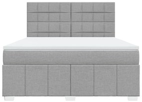 vidaXL Κρεβάτι Boxspring με Στρώμα Ανοιχτό Γκρι 180x200 εκ. Υφασμάτινο