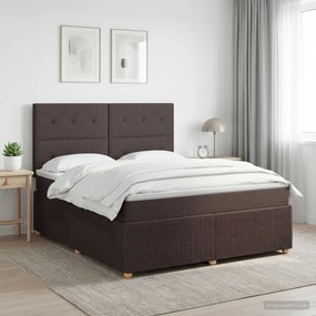 vidaXL Κρεβάτι box spring με στρώμα Σκούρο Καφέ 140 x 190 cm Ύφασμα