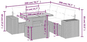 vidaXL Καναπές Κήπου 6 Τεμαχίων Μαύρο από Συνθετικό Ρατάν με Μαξιλάρια