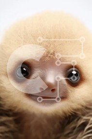 Σετ των 2 Intra Συλλεκτικό Ξύλινο Παζλ Plywood  4mm - Κοντινό πλάνο ενός νωθρού με εκφραστικά μάτια Σε Ξύλινο Κουτί - Διαστάσεις: 10x10 cm – 25 κομμάτια