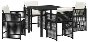vidaXL Σέτ φαγητού για κήπο 5 pcs Μαύρο συνθετικό ρατάν