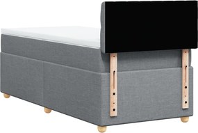 vidaXL Κρεβάτι Boxspring με Στρώμα Ανοιχτό Γκρι 100x200 εκ. Υφασμάτινο