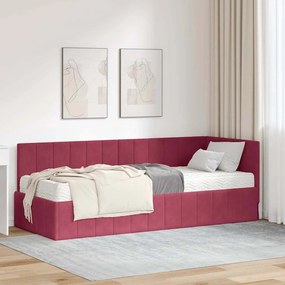 vidaXL Κρεβάτι γωνίας με στρώμα με στρώμα 2 pcs Πράσινο Βελούδο