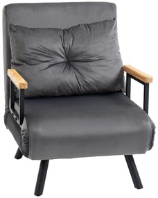 HOMCOM Πολυθρόνα σε Σκανδιναβικό Στυλ, Ξαπλώστρα, Πολυθρόνα Ανάγνωσης. Περιλαμβάνει Μαξιλάρι με Κουμπιά, Μαύρο + Φυσικό