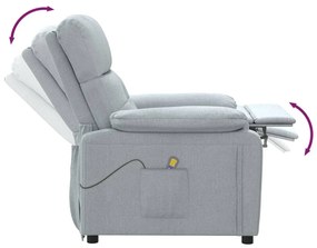vidaXL Πολυθρόνα Μασάζ Ανοιχτό Γκρι Υφασμάτινη