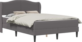vidaXL Σκελετός κρεβατιού με στρώμα Γκρι 120 x 190 cm Τεχνητό Δέρμα