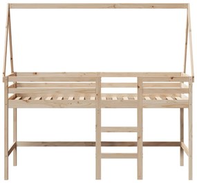 vidaXL Υπερυψ. Κρεβάτι 90x190 εκ. Μασίφ Πεύκο με Σκάλα / Οροφή