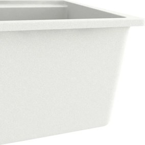 vidaXL Νεροχύτης με Οπή Υπερχείλισης Λευκός Γρανιτένιος