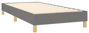 vidaXL Κρεβάτι Boxspring με Στρώμα & LED Σκ.Γκρι 90x190 εκ. Υφασμάτινο