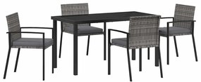 vidaXL Σέτ φαγητού για κήπο 5 pcs Γκρι Πολυ ράταν