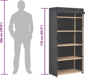 vidaXL Ντουλάπα Γκρι 79 x 40 x 170 εκ. Υφασμάτινη