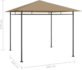 vidaXL Κιόσκι Taupe 3 x 3 x 2,7 μ. 180 γρ./μ²