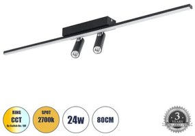 Φωτιστικό Οροφής Linear Design LED Μαύρο BARETTI 61226 Globostar 61226 Μαύρο