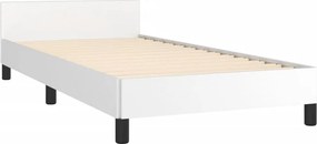 vidaXL Πλαίσιο Κρεβατιού με Κεφαλάρι Λευκό90x190εκ. από ΣυνθετικόΔέρμα