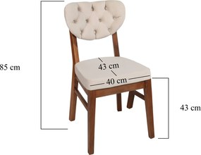 Καρέκλα 2τμχ Καρυδιά / Μπεζ ELMA 41,5x43,5x86