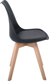 MARTIN STRIPE Καρέκλα Ξύλινο Πόδι, PP Μαύρο   4τμχ