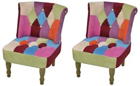 vidaXL Πολυθρόνες Γαλλικού Στιλ 2 τεμ. με Σχέδιο Patchwork Υφασμάτινες