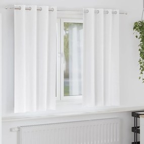 vidaXL Κουρτίνες Μαύρης Ύφανσης με Δαχτυλίδια 2 pcs Καθαρό Λευκό