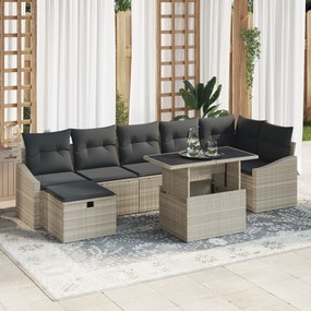 vidaXL Σετ Καναπέ 8 Τεμαχίων με Μαξιλάρια Σαφής Καφέ Πολυ Ρατάν