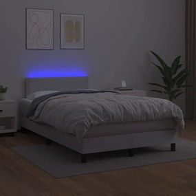 vidaXL Κρεβάτι Boxspring με Στρώμα &amp; LED Λευκό 120x200 εκ. Συνθ. Δέρμα