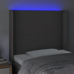 Κεφαλάρι Κρεβατιού LED Γκρι 83x16x118/128 εκ. Συνθετ. Δέρμα - Γκρι