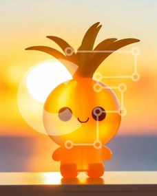 Intra Συλλεκτικό Ξύλινο Παζλ Plywood 4mm - Πορτοκαλί παιχνίδι ανανά στο περβάζι παραθύρου Σε Ξύλινο Κουτί - Διαστάσεις: 10x10 cm – 25 κομμάτια