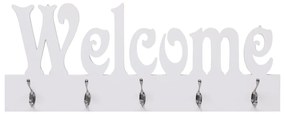 vidaXL Κρεμάστρα Τοίχου «WELCOME» Λευκή 74 x 29,5  εκ.