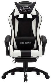 vidaXL Καρέκλα Racing με Υποπόδιο Λευκή/Μαύρη από Συνθετικό Δέρμα