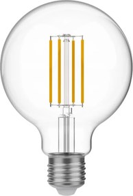LED Filament Λαμπτήρας T03 Γλόμπος G95 Διαφανής 7W 806Lm E27 2700K Dimmable