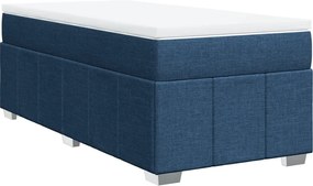 vidaXL Κρεβάτι Boxspring με Στρώμα Μπλε 90x200 εκ.Υφασμάτινο